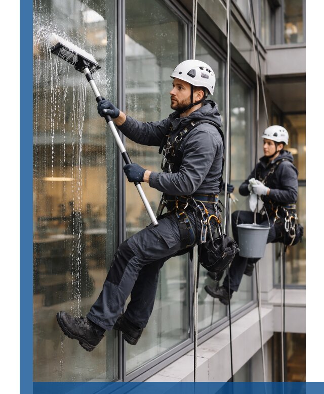 Профессиональная мойка витражей промышленными альпинистами в Ангарске