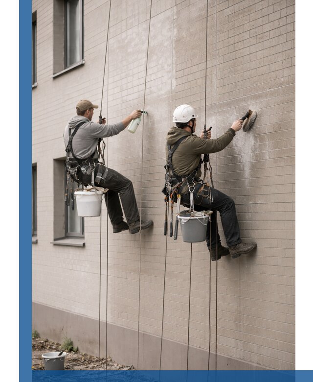 Удаление высолов с фасада зданий в Ангарске без повреждений и следов