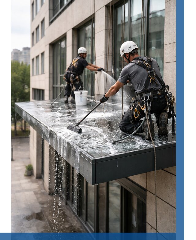 Мойка козырьков и навесов в Ангарске от 3596 р. | ВЫСОТНИК-Нгр