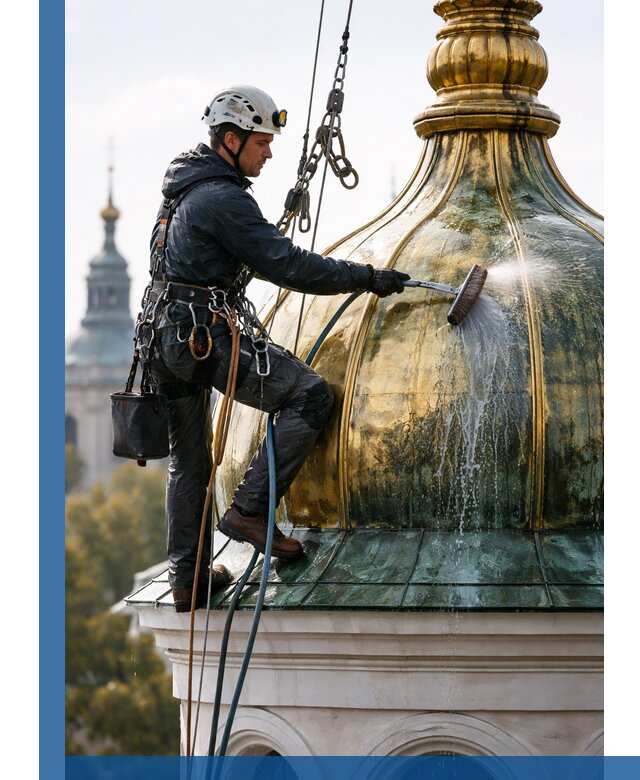 Профессиональная мойка куполов и шпилей высотными альпинистами в Ангарске