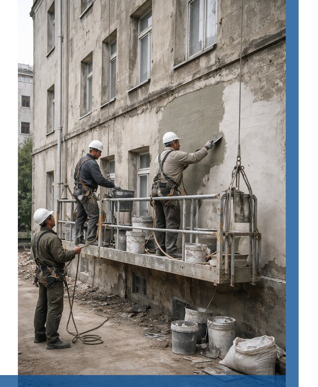 Капитальный ремонт фасада в Ангарске от 4315 р. | ВЫСОТНИК-Нгр