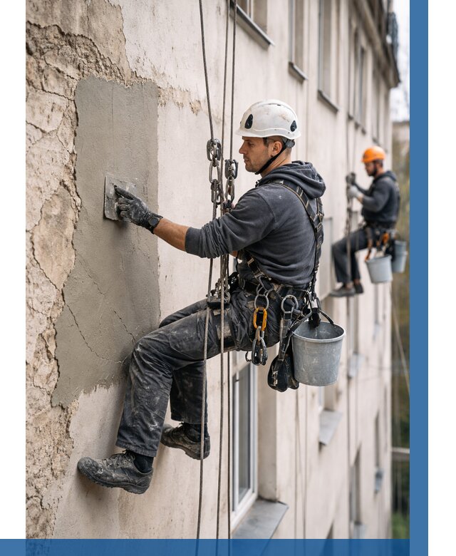 Восстановление штукатурки фасада в Ангарске от 1233 р. | ВЫСОТНИК-Нгр