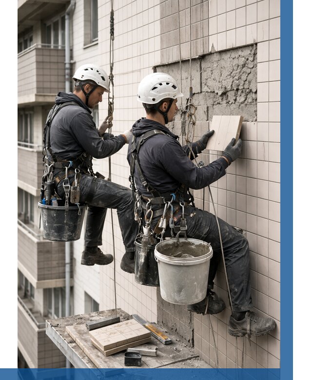 Ремонт облицовки фасада плиткой в Ангарске от 1849 р. | ВЫСОТНИК-Нгр