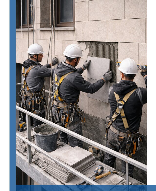 Ремонт облицовки фасада плиткой в Ангарске с гарантией