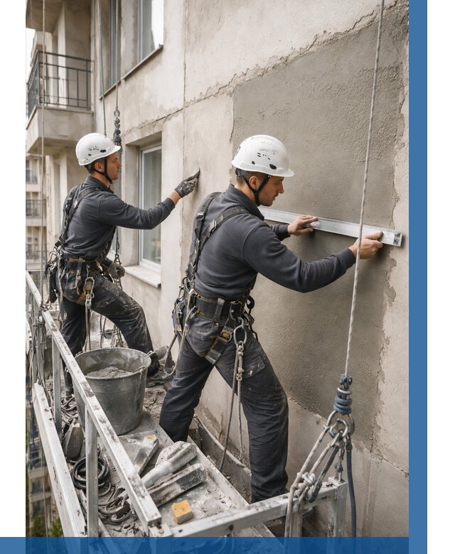 Штукатурка фасада на высоте в Ангарске от 925 р. | ВЫСОТНИК-Нгр