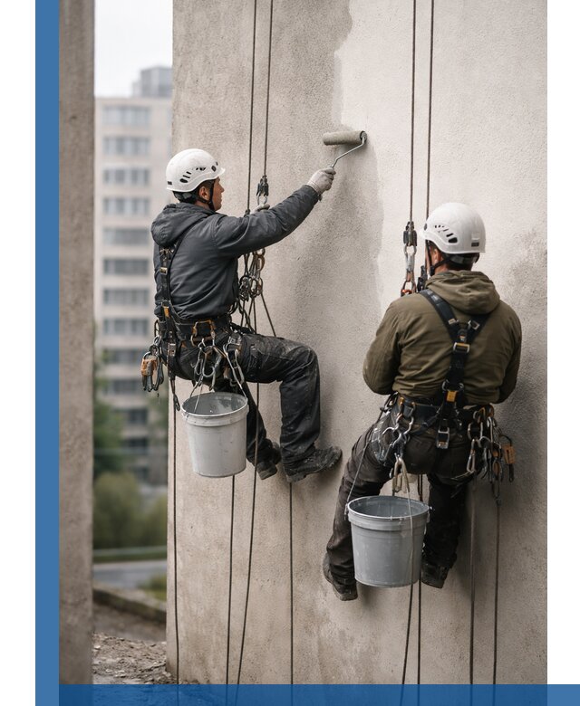 Покраска фасадов высотными альпинистами в Ангарске с гарантией