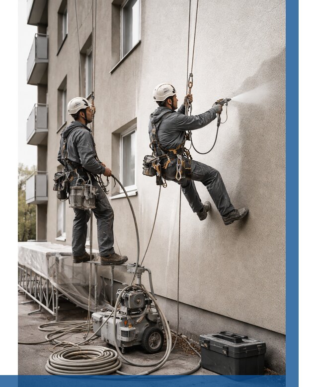 Безвоздушная покраска фасада в Ангарске от 226 р/м² | ВЫСОТНИК-Нгр