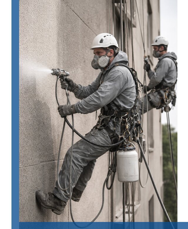 Безвоздушная покраска фасадов зданий в Ангарске профессионально