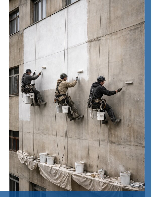 Покраска бетонного фасада в Ангарске от 360 р за м2 | ВЫСОТНИК-Нгр