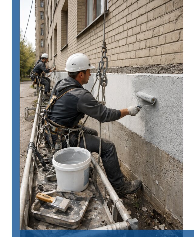 Окраска цоколя здания в Ангарске профессионально и надежно