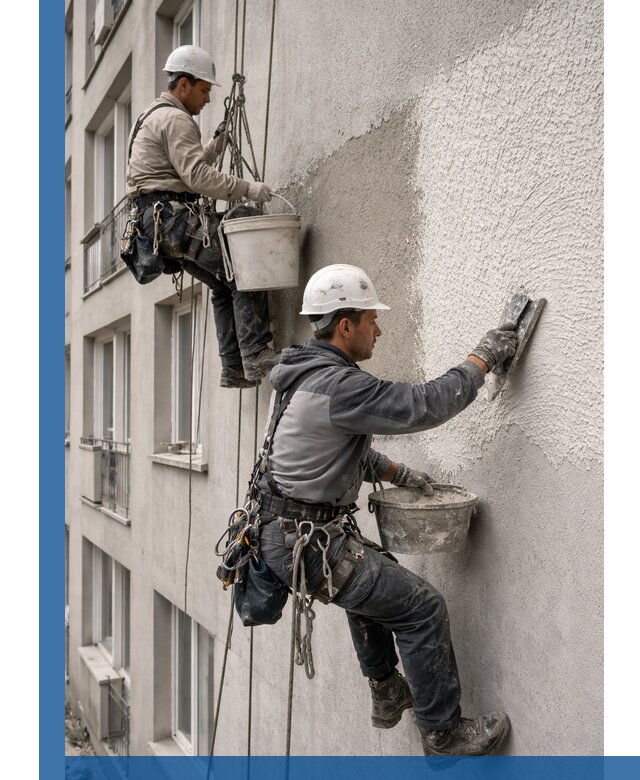 Нанесение декоративной штукатурки короед на фасад в Ангарске