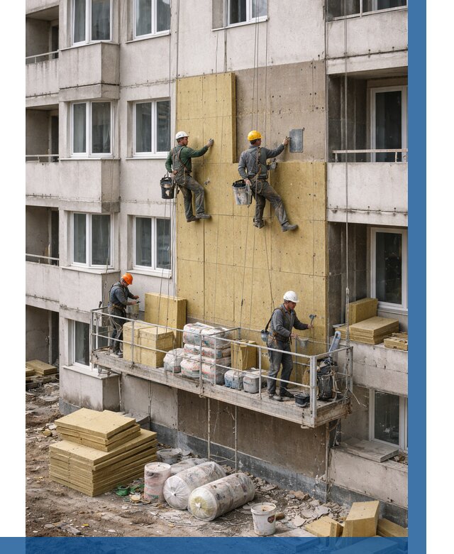 Утепление фасада минватой в Ангарске от 1541 р. | ВЫСОТНИК-Нгр