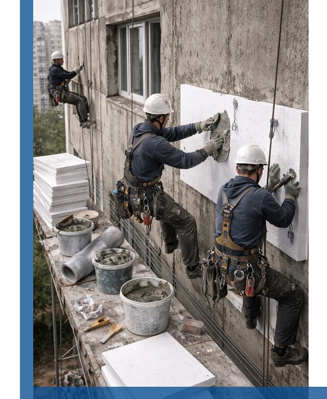 Утепление фасада пенополистиролом в Ангарске под ключ