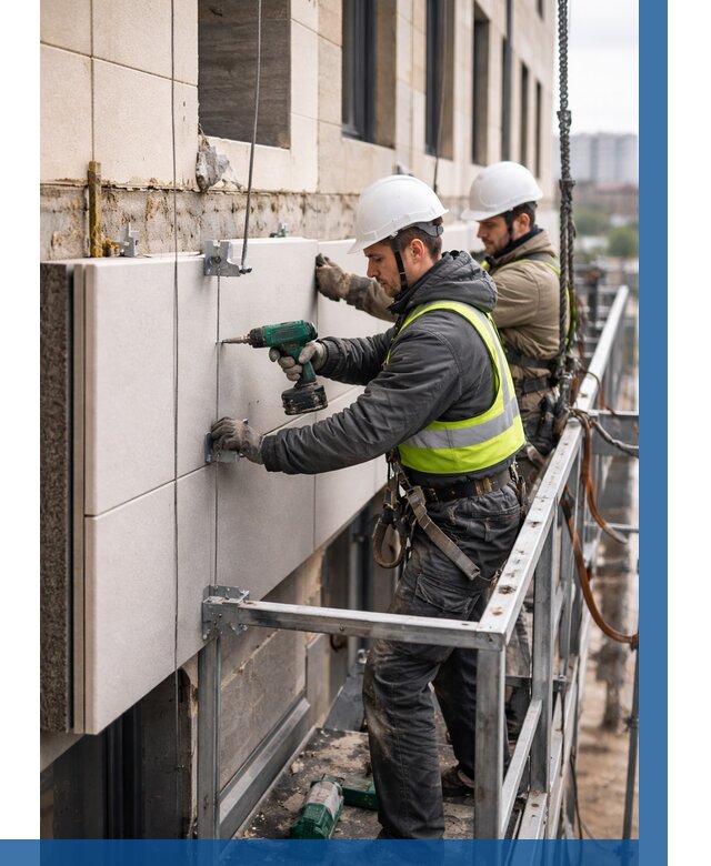 Монтаж фасадных термопанелей в Ангарске от 1541 р. | ВЫСОТНИК-Нгр