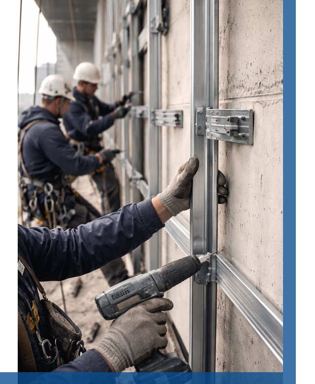 Монтаж подсистемы вентфасада в Ангарске от 873 р. | ВЫСОТНИК-Нгр