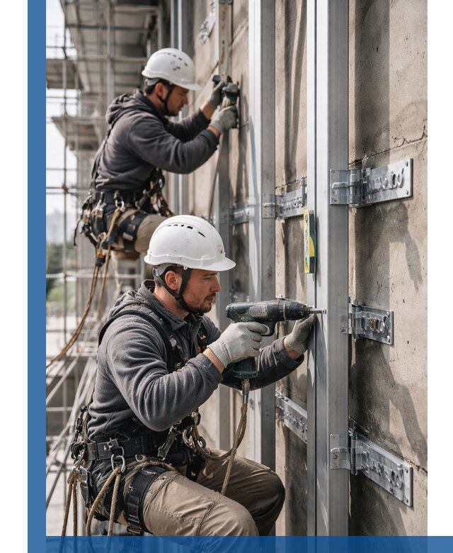 Монтаж и крепление подсистемы вентфасада в Ангарске