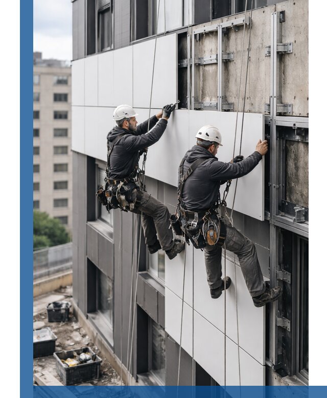 Монтаж композитных панелей фасада в Ангарске под ключ