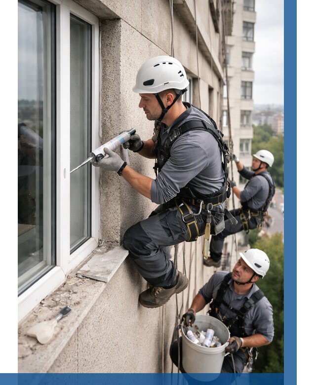 Герметизация оконных швов снаружи в Ангарске от 1541 р. | ВЫСОТНИК-Нгр