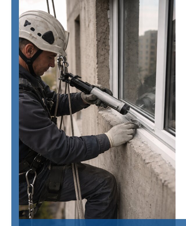 Герметизация оконных швов снаружи в Ангарске профессионально