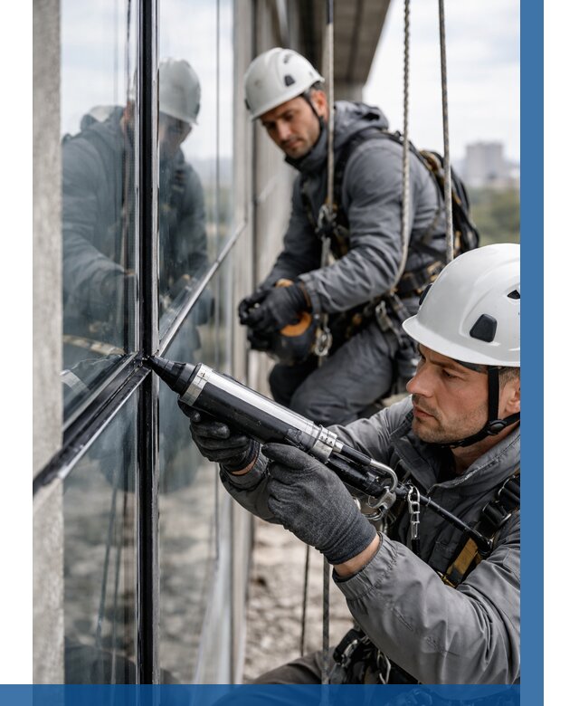 Герметизация витражных швов в Ангарске от 668 р. | ВЫСОТНИК-Нгр