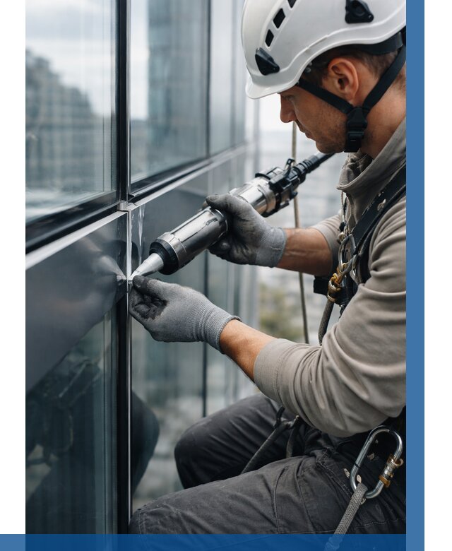 Герметизация стыков витража в Ангарске от 1233 р. | ВЫСОТНИК-Нгр