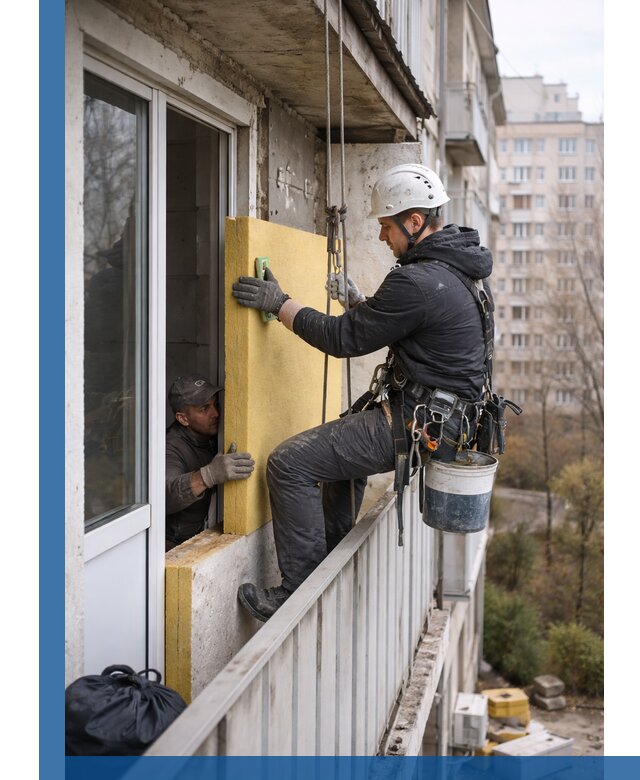 Профессиональное утепление балкона снаружи в Ангарске под ключ