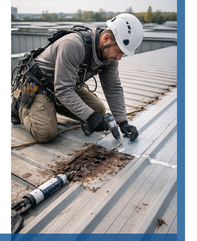 Ремонт профнастила на кровле в Ангарске от 719 р. | ВЫСОТНИК-Нгр