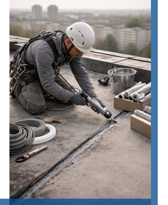 Герметизация швов кровли в Ангарске от 462 р./м2 | ВЫСОТНИК-Нгр