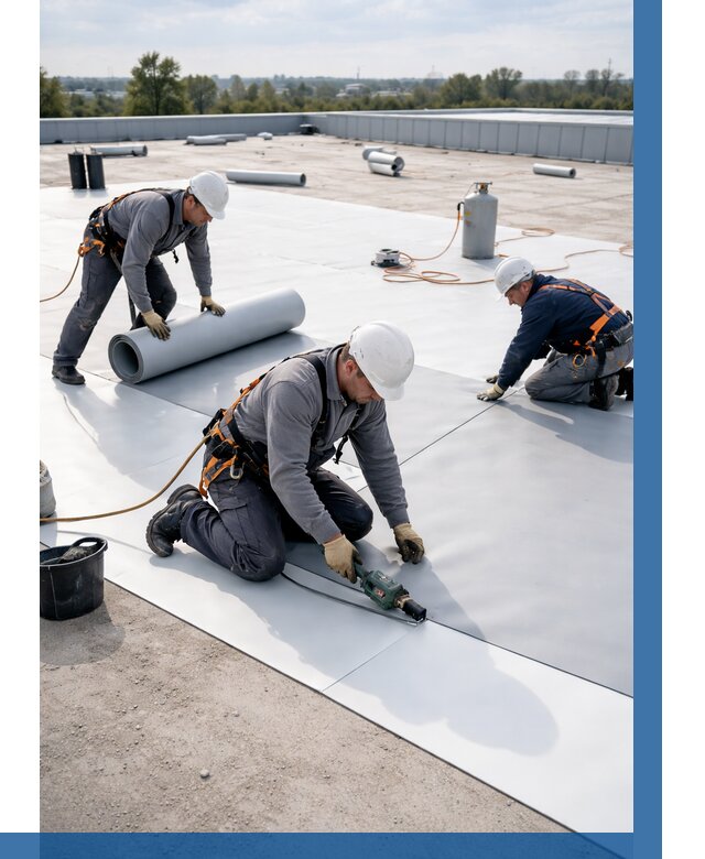 Монтаж мембранной кровли под ключ в Ангарске от 1233 р. | ВЫСОТНИК-Нгр