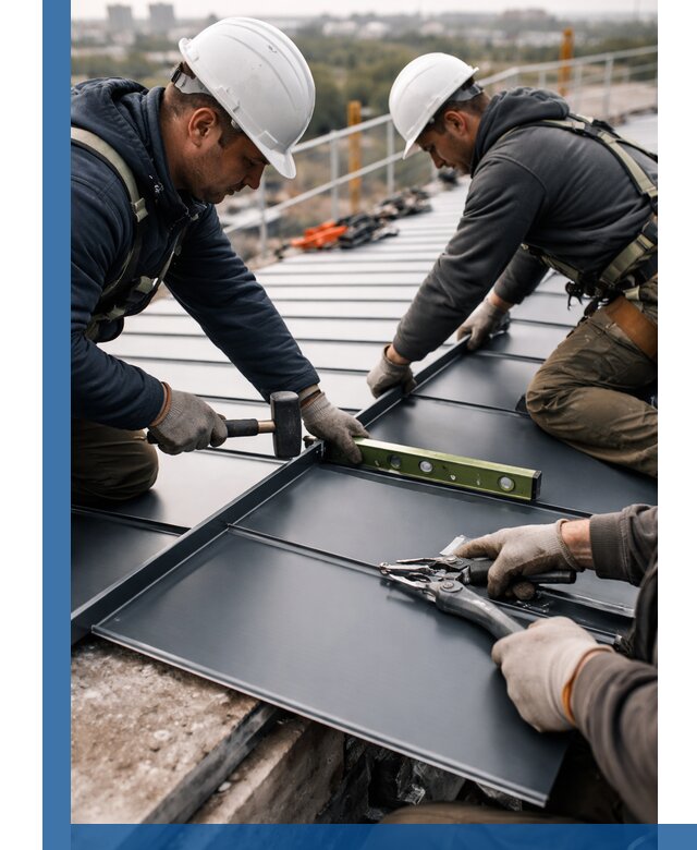 Монтаж фальцевой кровли в Ангарске для промышленных зданий