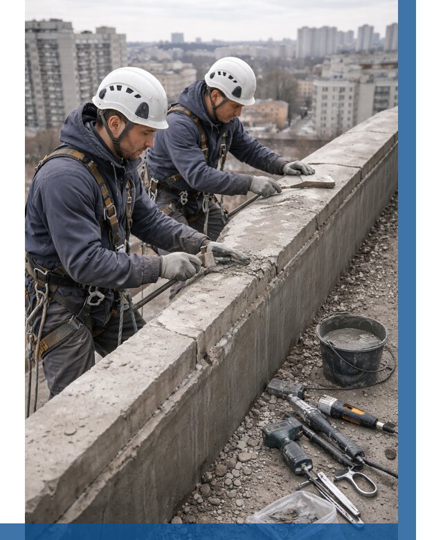 Ремонт парапета на кровле в Ангарске от 1541 р. | ВЫСОТНИК-Нгр