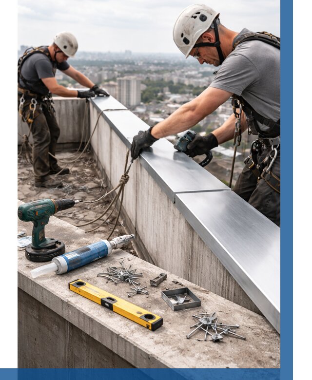 Монтаж парапетных крышек в Ангарске от 822 р. | ВЫСОТНИК-Нгр