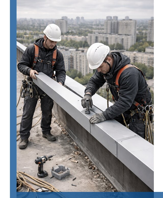 Монтаж парапетных крышек и ограждений кровли в Ангарске