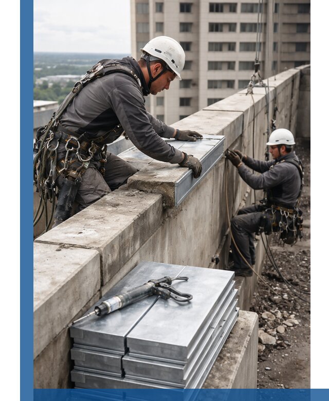 Замена парапетных крышек и установка новых в Ангарске