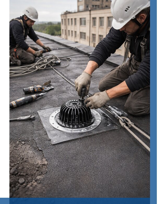 Установка водосточных воронок в Ангарске цена от 3596 р. | ВЫСОТНИК-Нгр