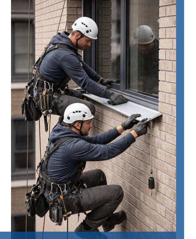 Монтаж оконных отливов под ключ в Ангарске от 3596 р. | ВЫСОТНИК-Нгр