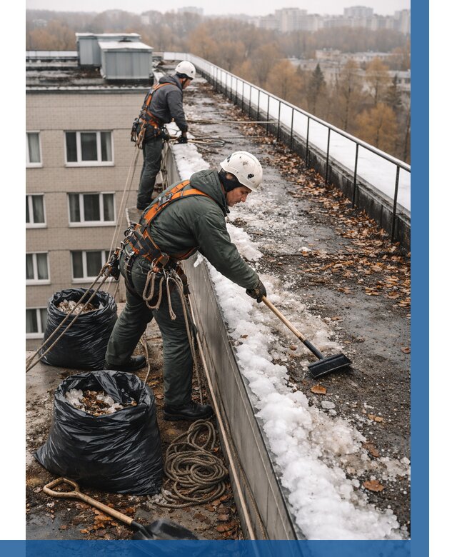 Очистка кровли по периметру в Ангарске от 565 р. | ВЫСОТНИК-Нгр