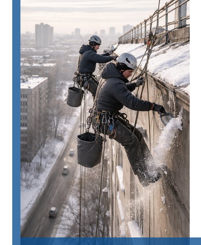 Очистка карнизов от снега в Ангарске профессионально и безопасно