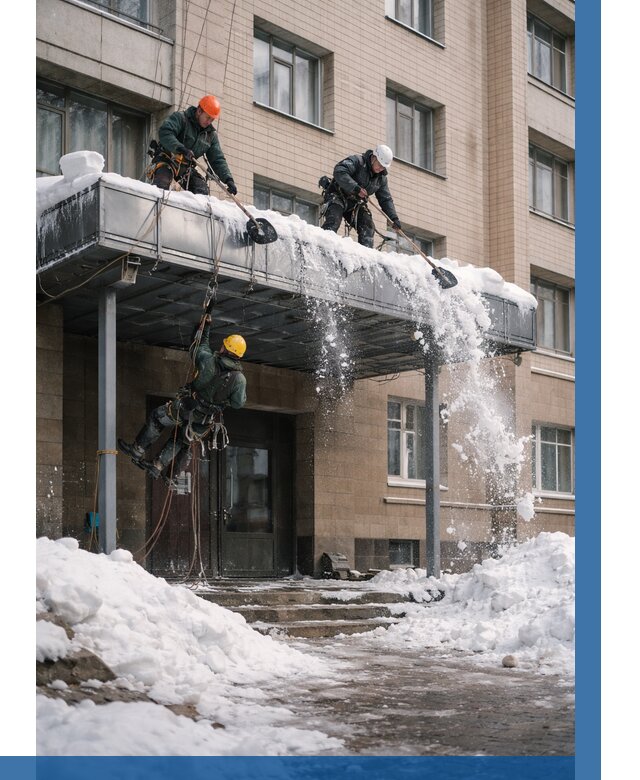 Очистка козырьков от снега в Ангарске от 3596 р. | ВЫСОТНИК-Нгр