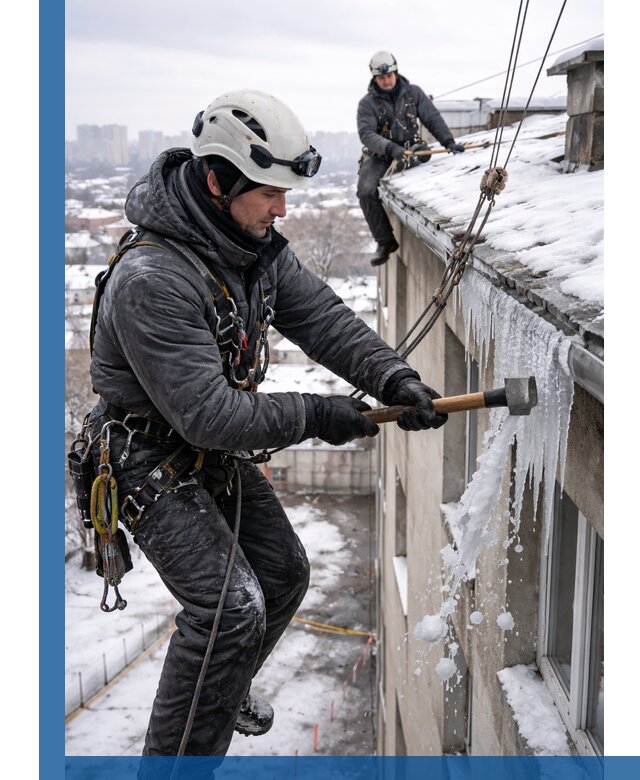 Сбивание и удаление сосулек с крыши в Ангарске безопасно