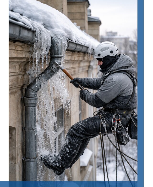 Очистка водостоков от льда в Ангарске от 3596 р. | ВЫСОТНИК-Нгр