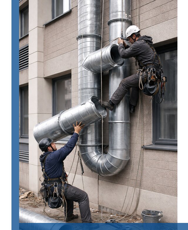 Монтаж фасадных воздуховодов в Ангарске с герметизацией и крепежом