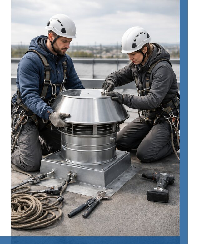 Установка дефлекторов на кровле в Ангарске от 4623 р. | ВЫСОТНИК-Нгр