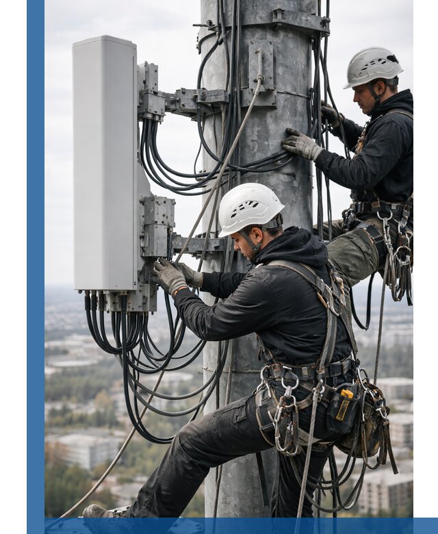 Монтаж оборудования связи на мачте в Ангарске с пусконаладкой