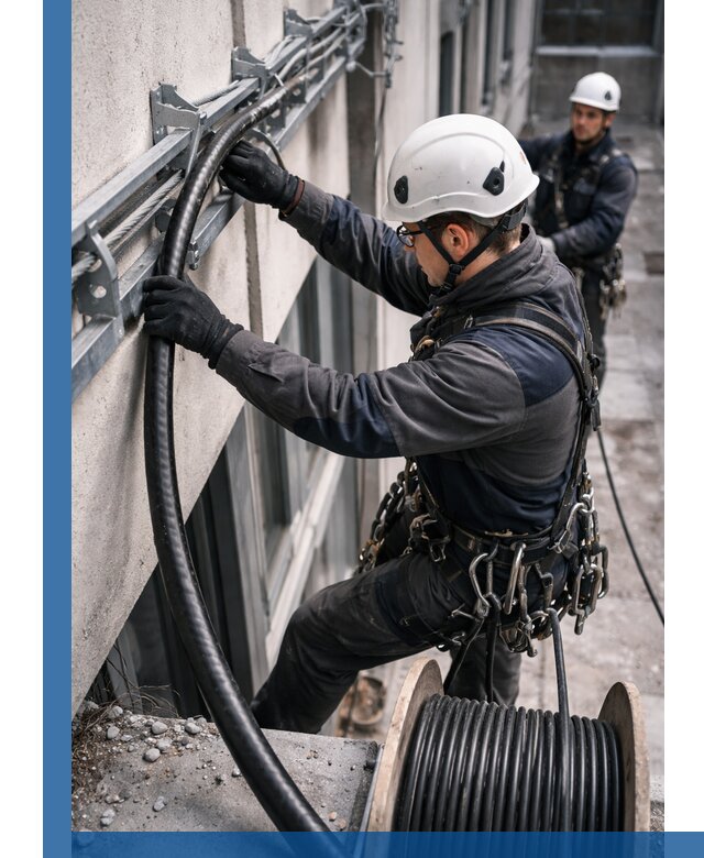 Протяжка кабеля питания на высоте в Ангарске с гарантией безопасности и качества