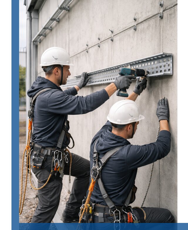 Монтаж кабельных лотков на фасаде зданий в Ангарске с гарантией