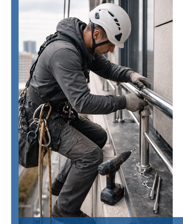 Монтаж ограждений на высоте в Ангарске для зданий и конструкций