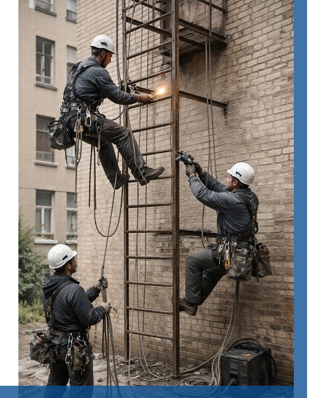 Ремонт пожарной лестницы в Ангарске от 7706 р. | ВЫСОТНИК-Нгр