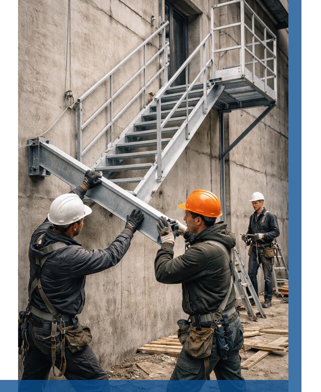 Монтаж металлических лестниц в Ангарске от 15411 р. | ВЫСОТНИК-Нгр