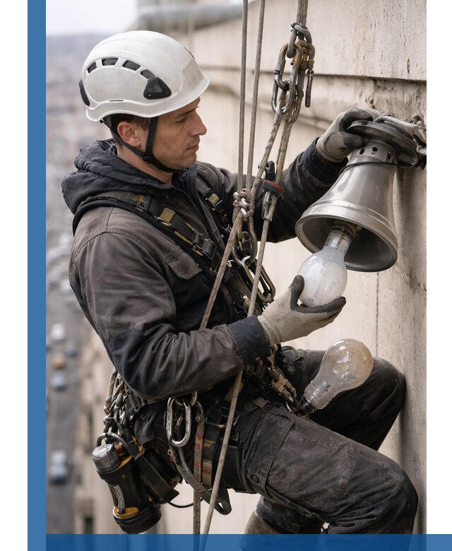 Замена ламп на высоте в Ангарске профессионально и быстро